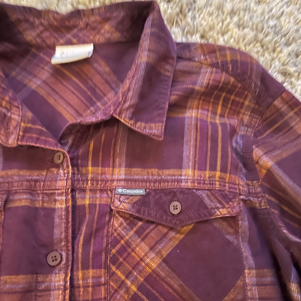 Columbia Burgundy and Orange Plaid Shirt size XL‎ - Picture 3 of 10